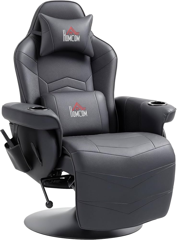 Gaming Massagesessel mit Fußstütze, 150° Lehne, Grau , Rot ,