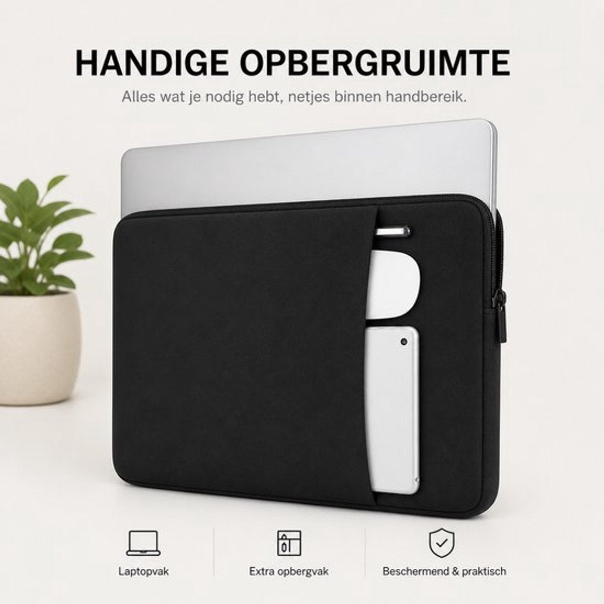 15,6 Zoll Laptop Tasche Notebook Hülle mit Zubehör Etui Wasserdicht Schwarz