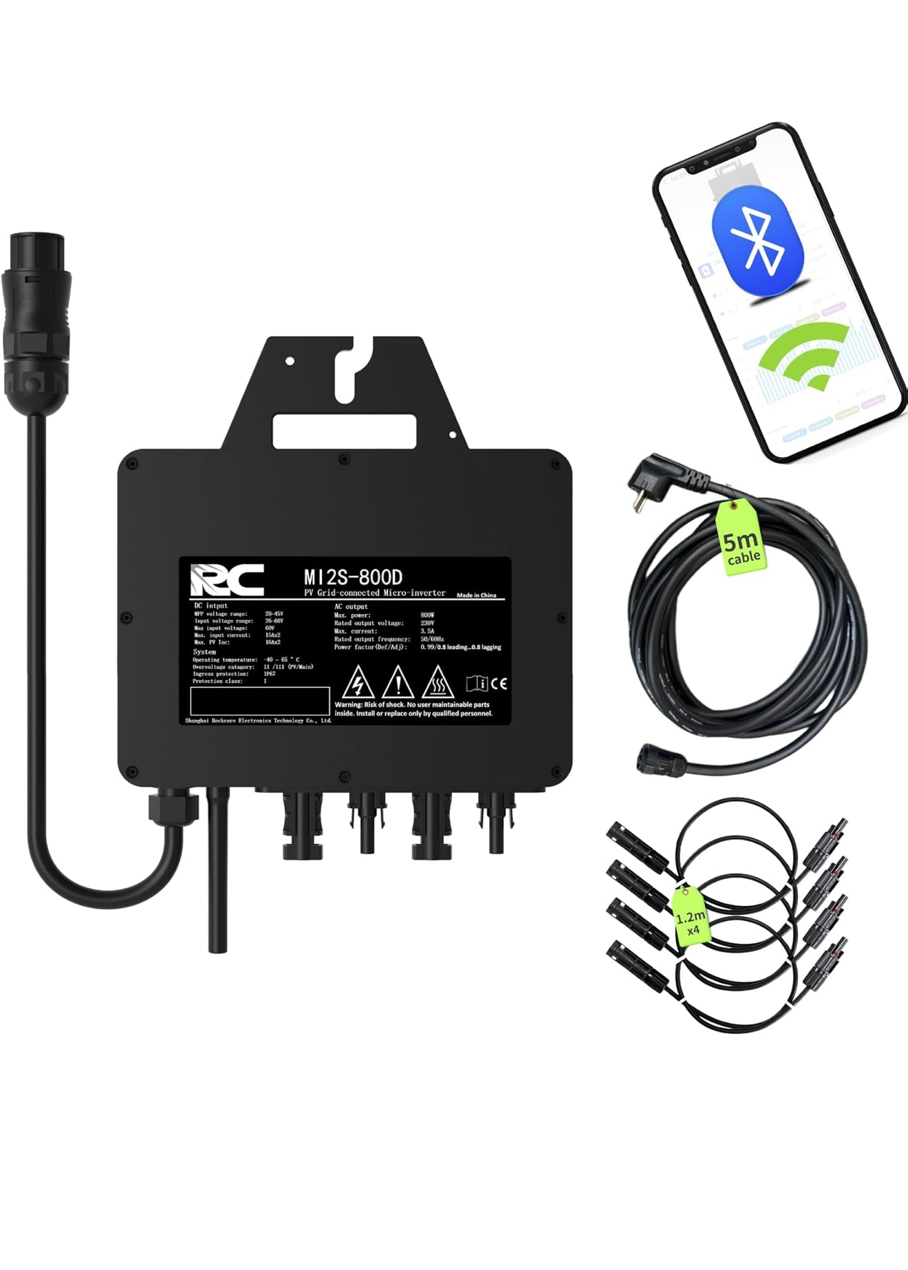 RC 800W Mikro-Wechselrichter MPPT 26–60V WiFi Balkon-PV Inverter IP67