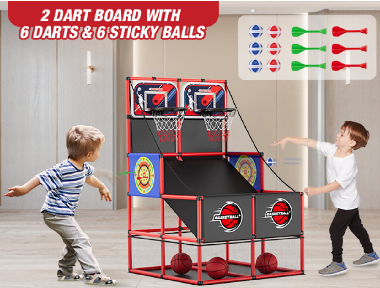 3in1 Kinder Basketball Arcade mit LED & Scoreboard – Indoor Outdoor, höhenverstellbar