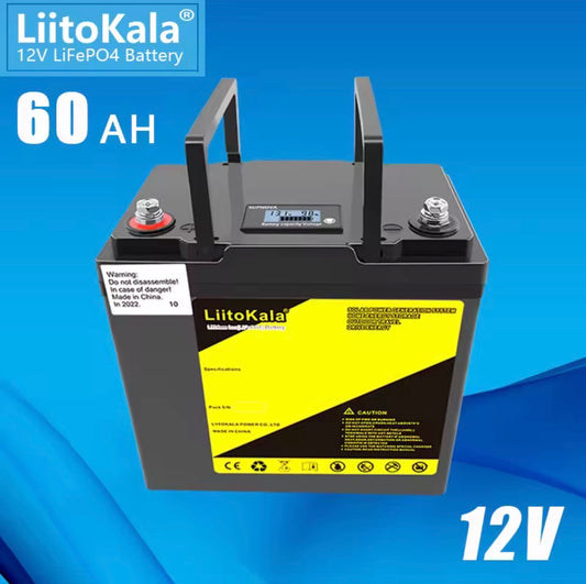 12V 60Ah LiFePO4 Batterie mit LCD 768Wh Solar Wohnmobil Akku