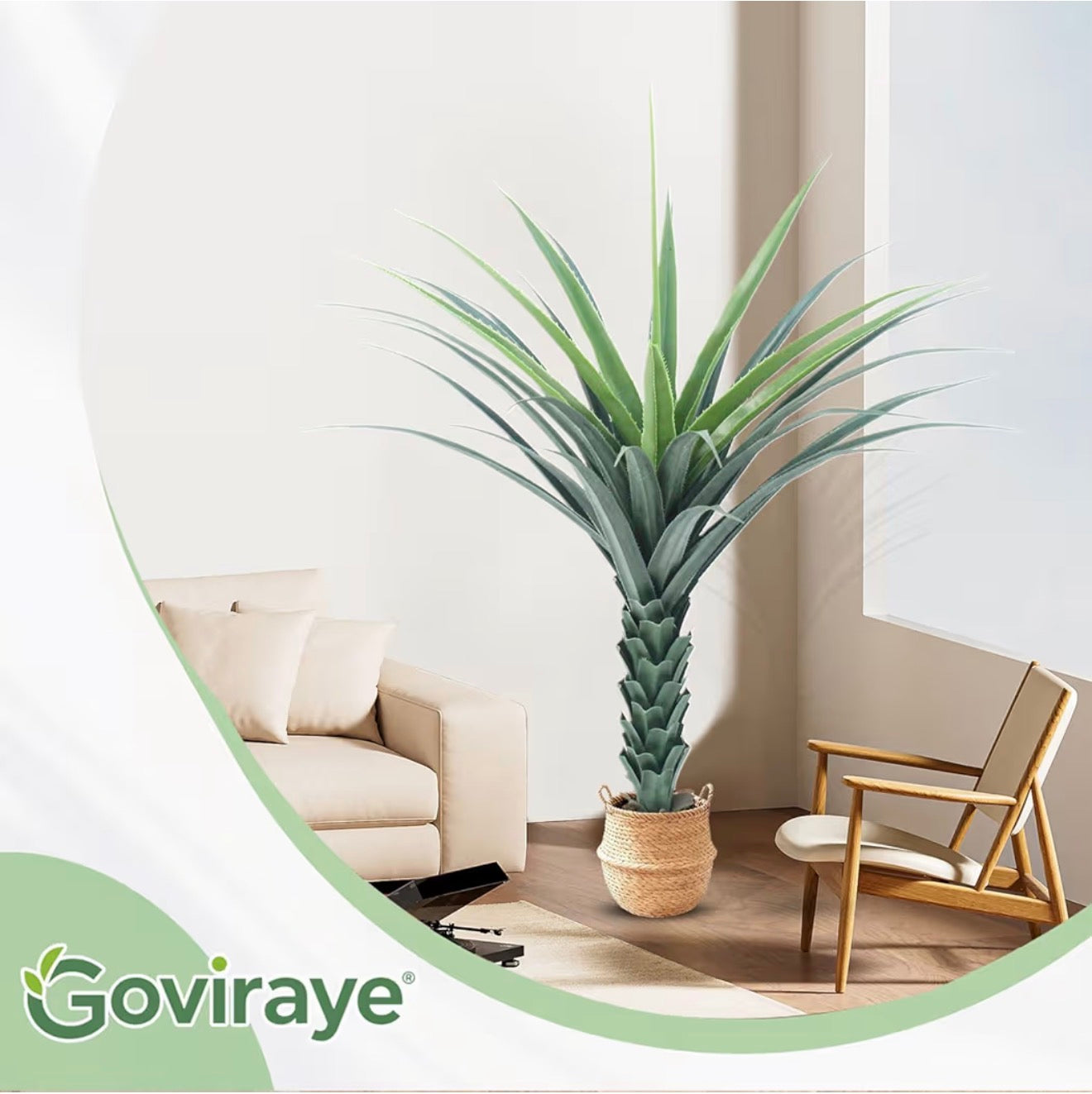 Künstliche Agave Pflanze 120/150cm GOVIRAYE Tropen Deko Innen Außen Büro Balkon