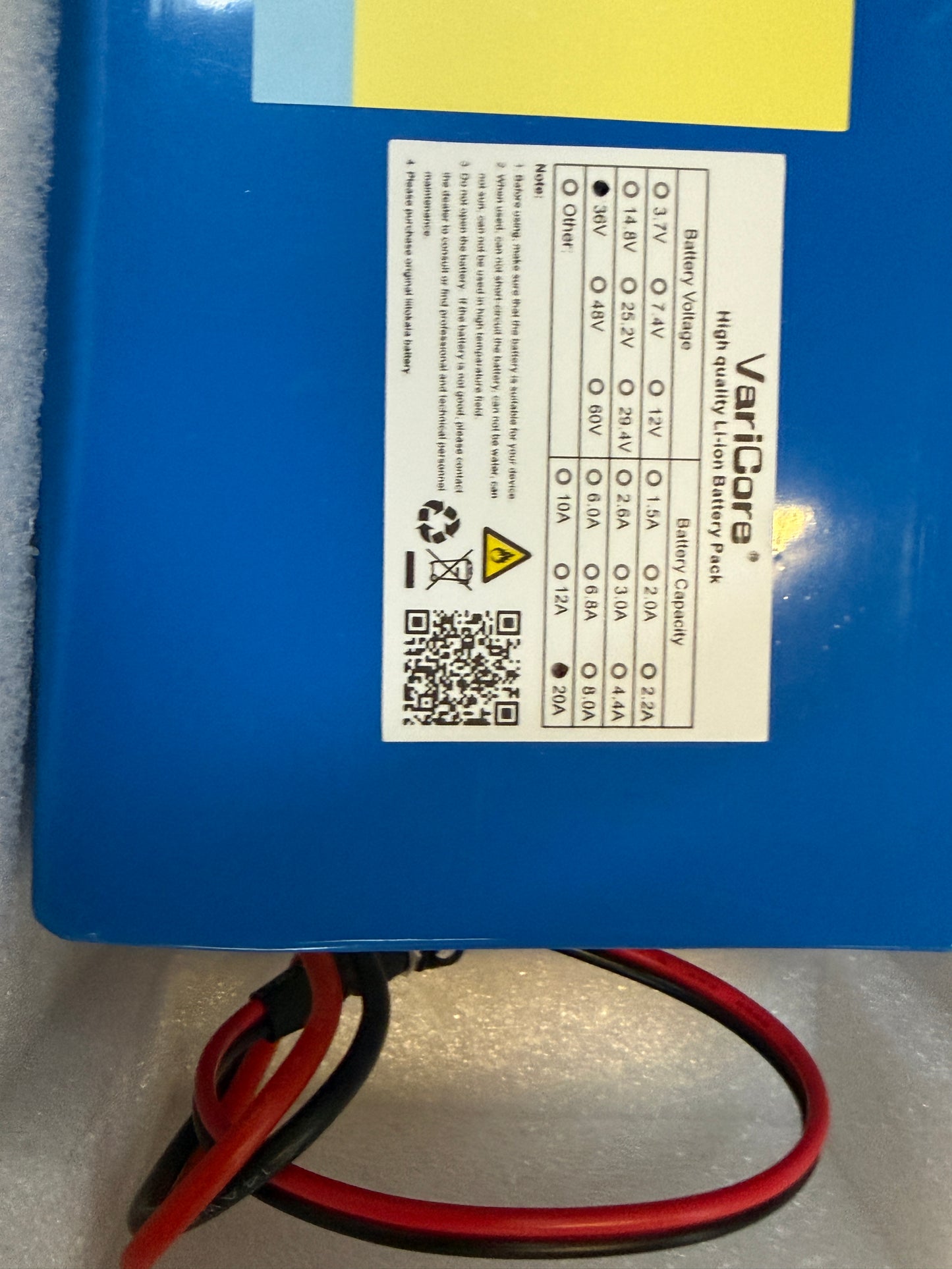 VariCore 36V 20Ah Li-Ion Akku Set mit 42V 2A Ladegerät XT60