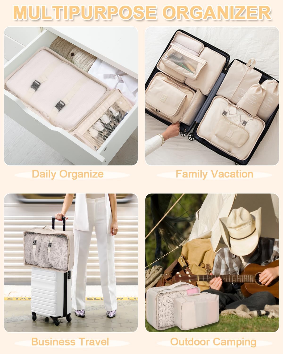 20tlg Koffer Organizer Set Packwürfel Reisetaschen Gepäckanhänger