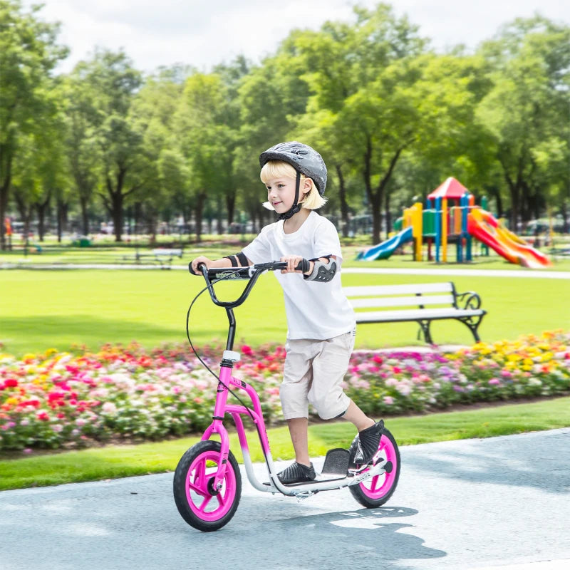 Kinderroller höhenverstellbar 5–12J, 12” Räder, Handbremse, Ständer