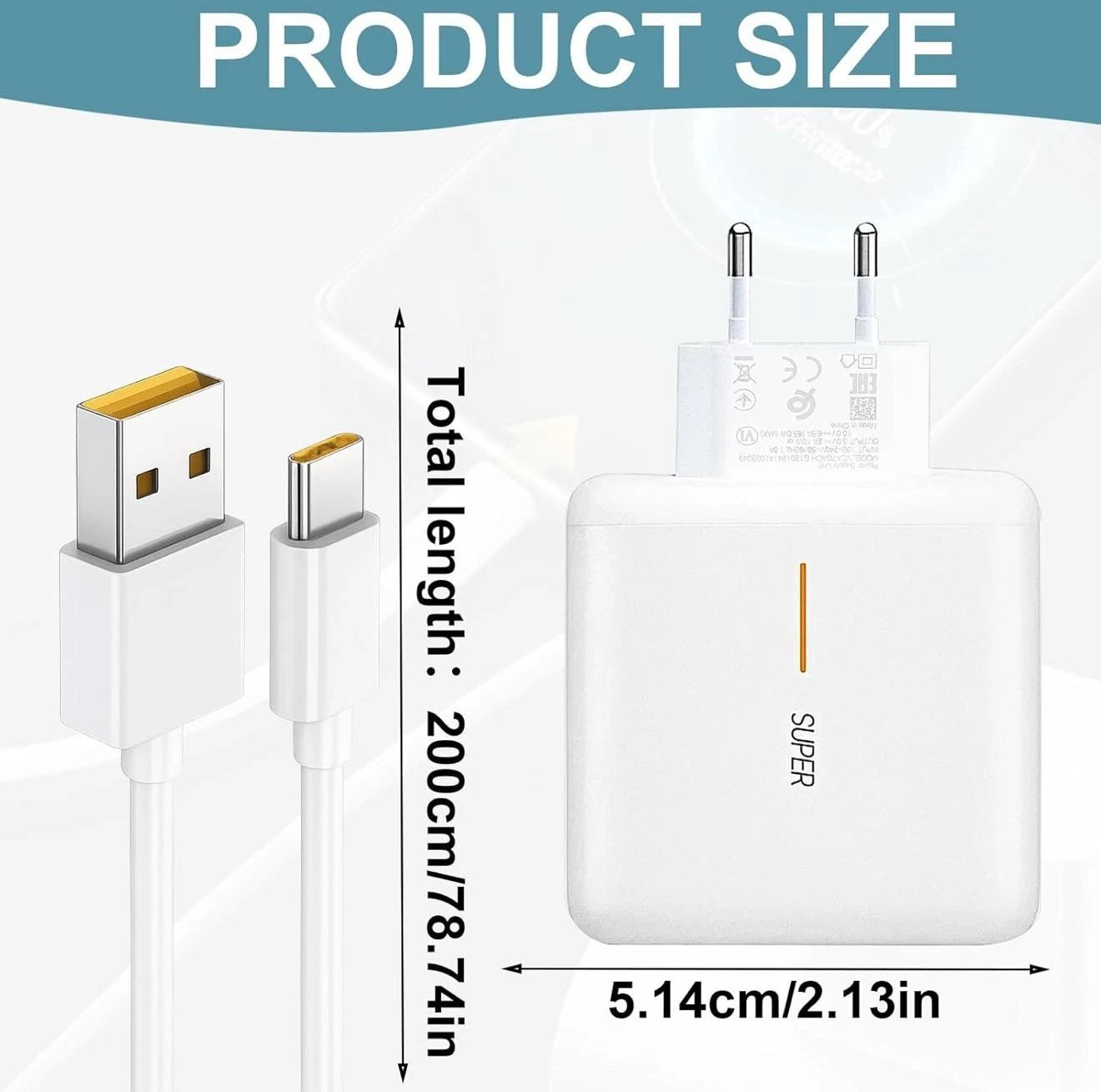 65 W USB-C Schnellladegerät + 2 m Kabel | Kompatibel mit Oppo / OnePlus / Realme