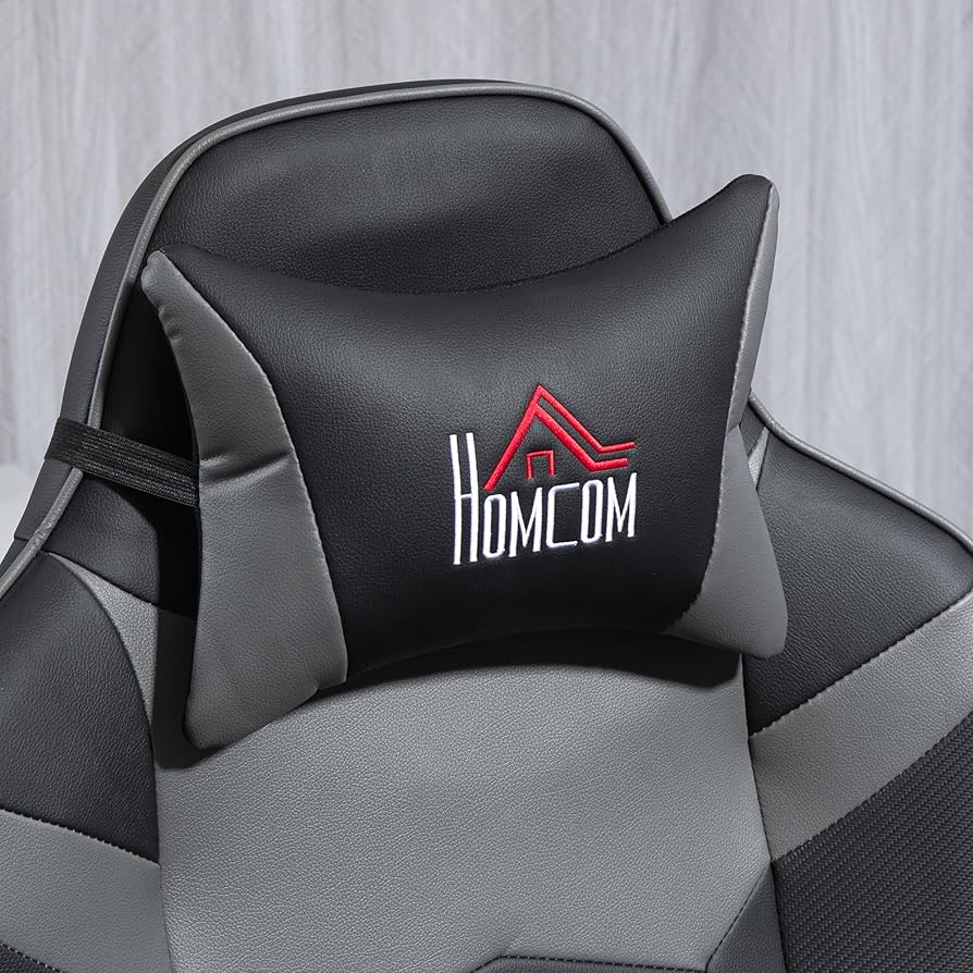 Gaming Massagesessel mit Fußstütze, 150° Lehne, Grau , Rot ,