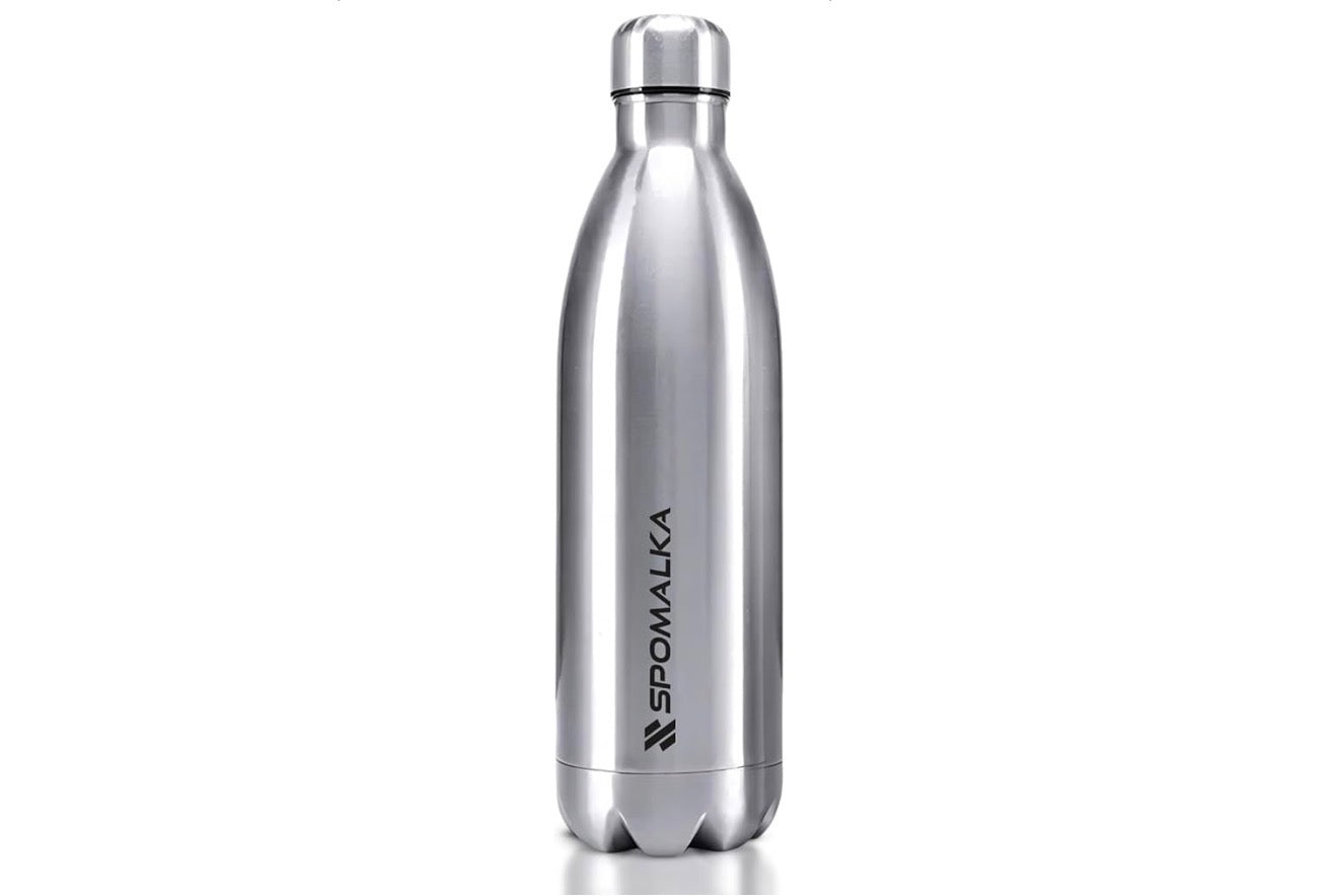 2er Set Edelstahl Trinkflasche 1L Thermoflasche Isoliert Auslaufsicher Silber