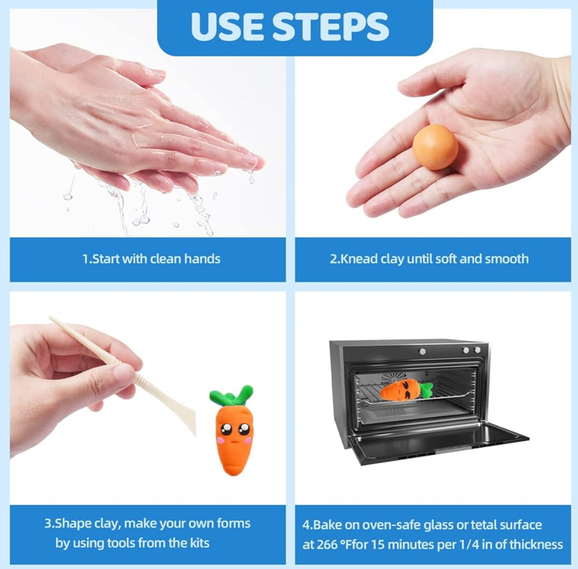 ARTFLY 50 Farben Polymer Clay Set + 50+ Zubehörteile Modellier- & Schmuckset