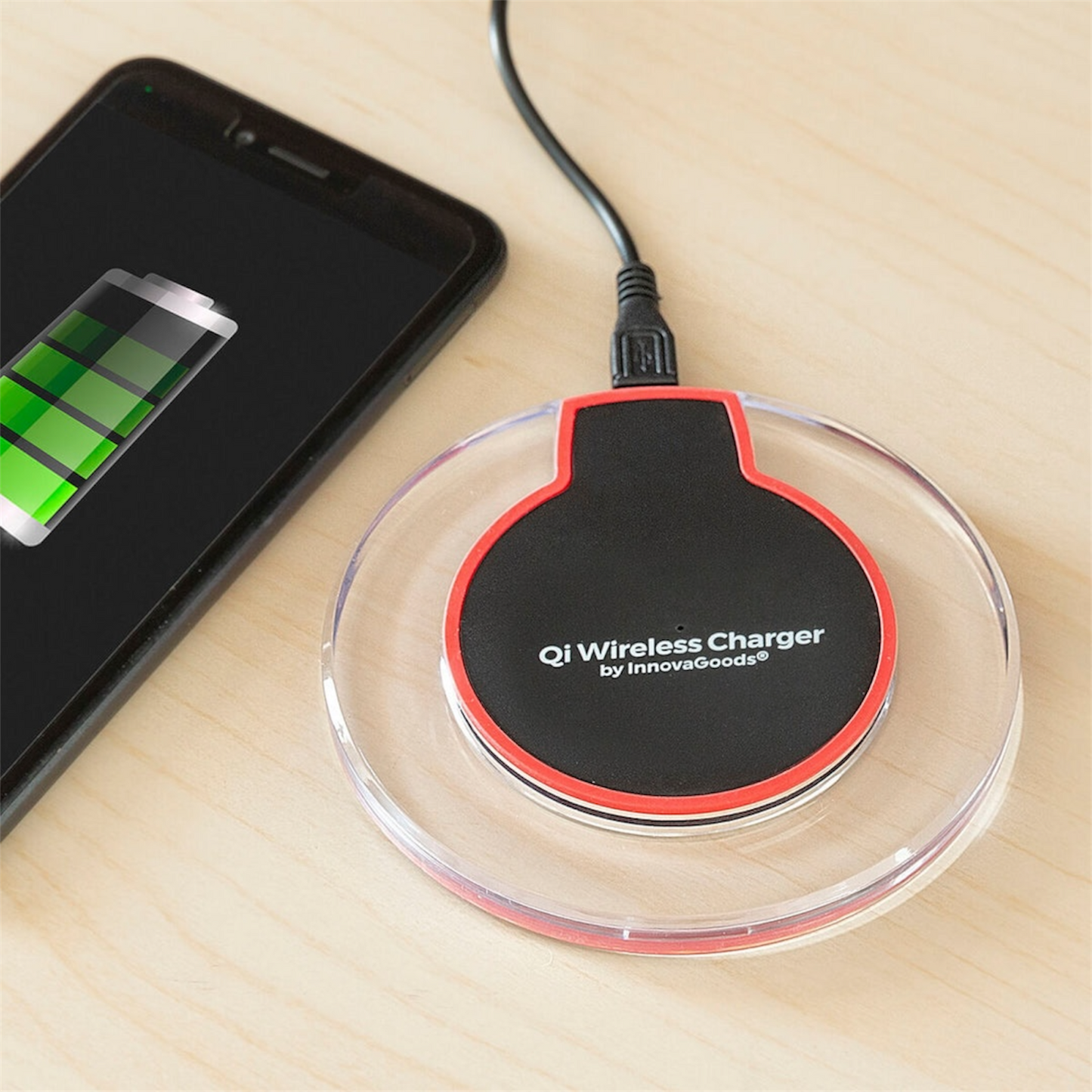 Wireless Qi Ladegerät LED Anzeige 10W Induktion iOS Android Schwarz