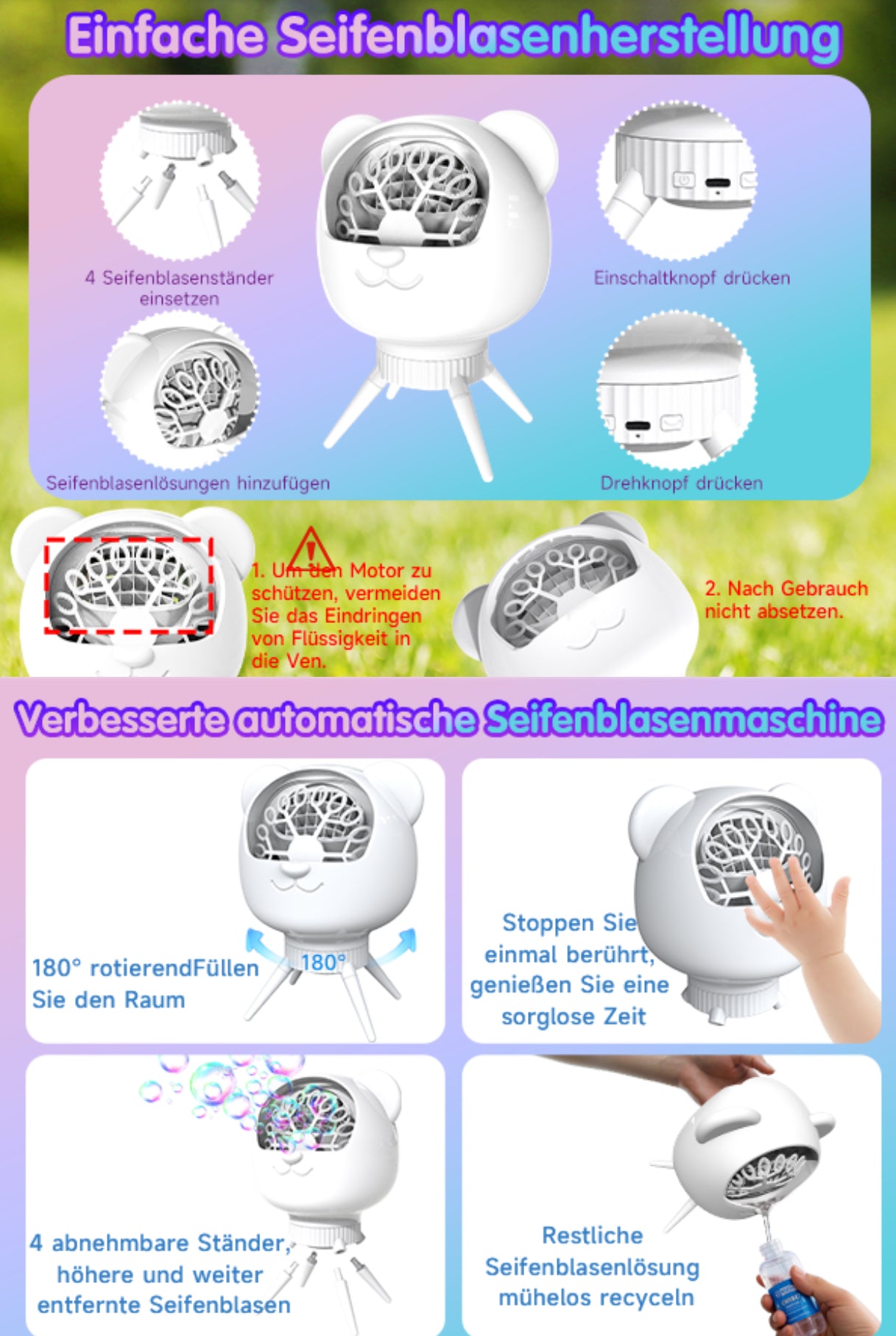 Professionelle Automatische Seifenblasenmaschine – 38.000 Blasen/Min, 500 ml Tank