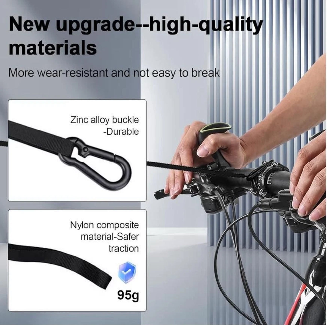 Kinder MTB Abschleppgurt 2,5m automatisch einziehbar – Schwarz 100kg