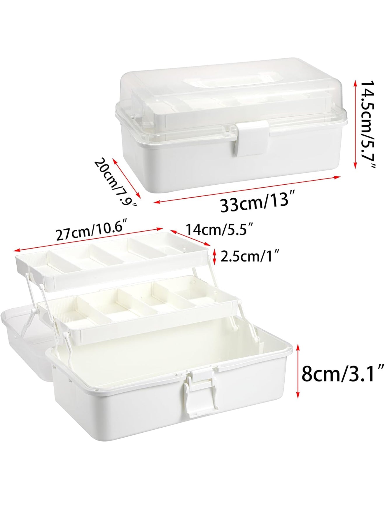 3-stufige multifunktionale Aufbewahrungsbox – Kosmetik 💄, Nähbedarf ✂️, Stifte ✏️ Weiß