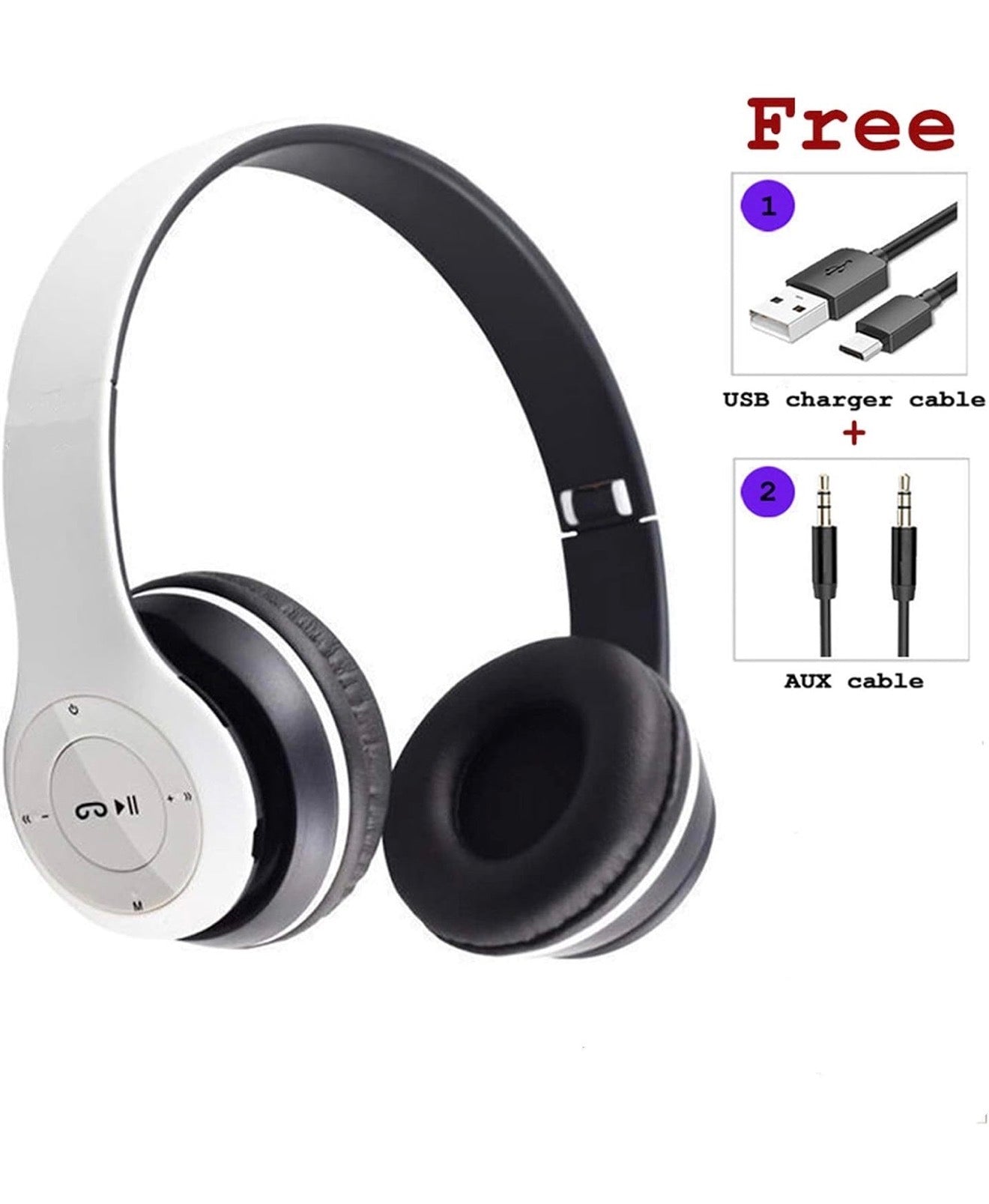 Kabelloser Bluetooth 5.0 P47 Kopfhörer Faltbar Stereo, FM, TF, Weiß/Rot/Schwarz
