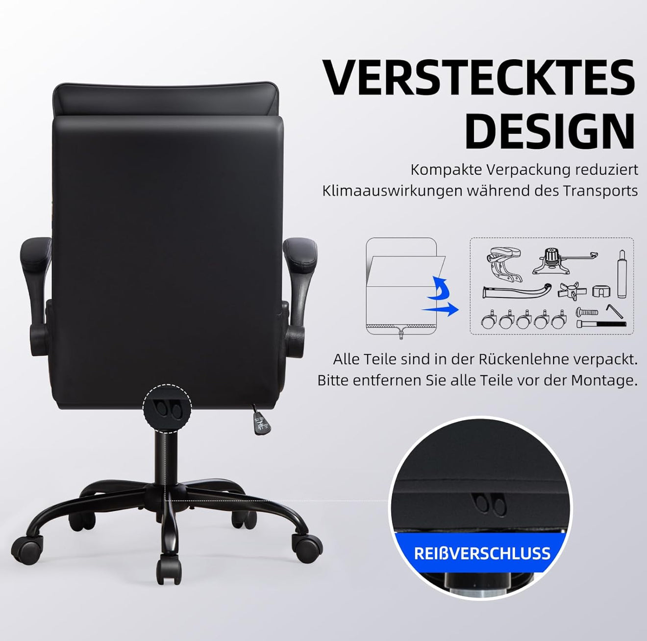 Ergonomischer Bürostuhl | Kratzfestes Kunstleder | Klappbare Armlehnen | 150 kg