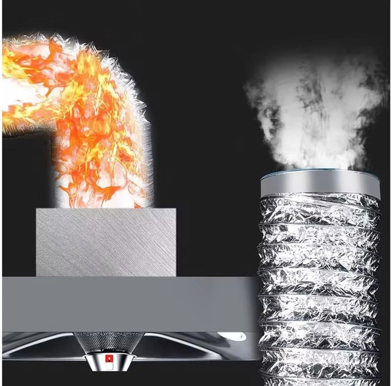 Aluminium Lüftungsschlauch Ø100 mm 2 m flexibel + 2 Schlauchschellen Klima Abluft