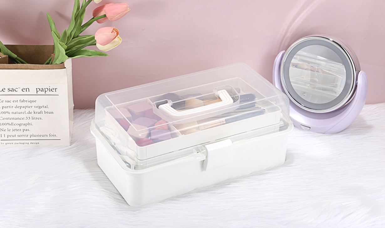 3-stufige multifunktionale Aufbewahrungsbox – Kosmetik 💄, Nähbedarf ✂️, Stifte ✏️ Weiß