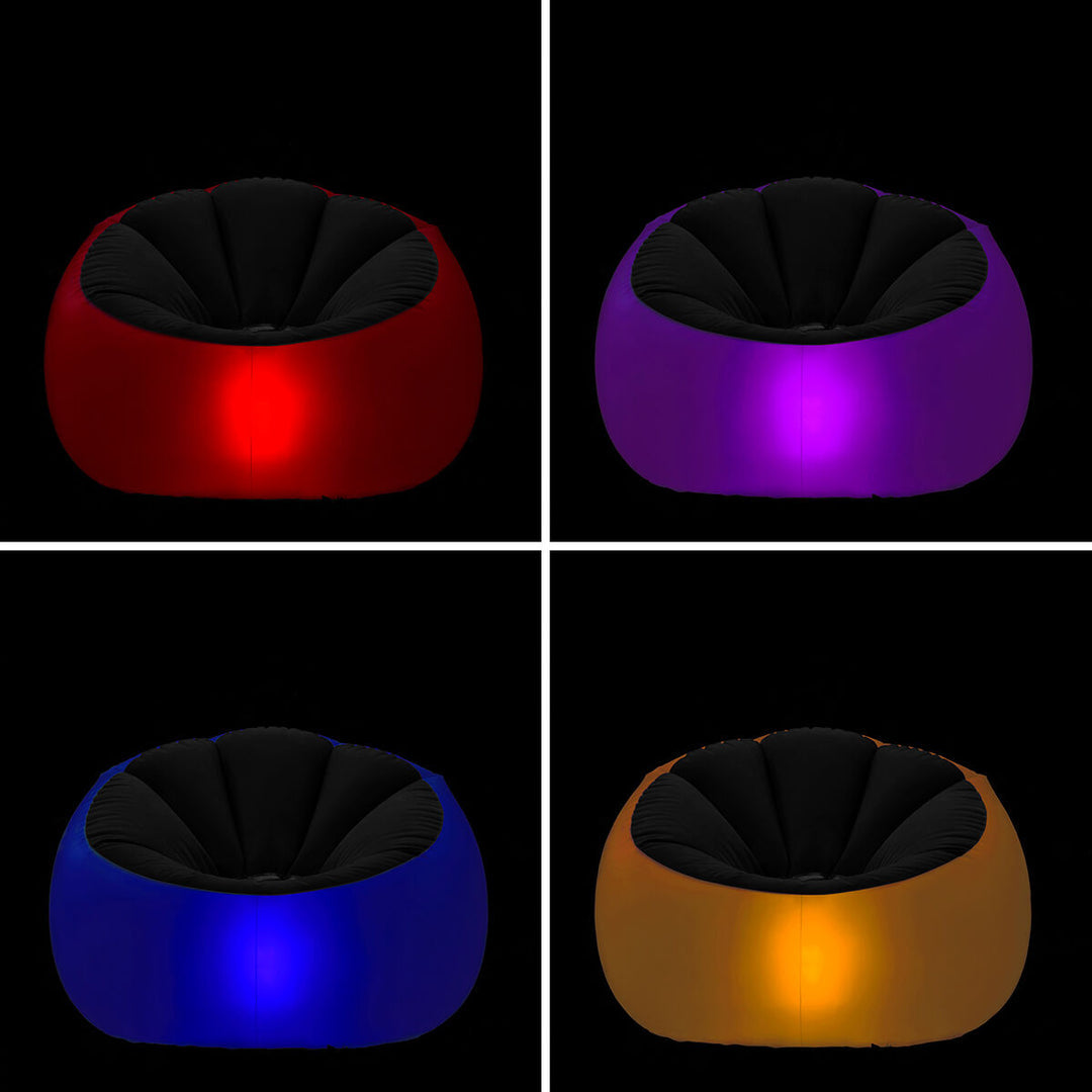 Aufblasbarer LED-Sessel + Schwimmender Pouf RGB Licht & Fernbedienung