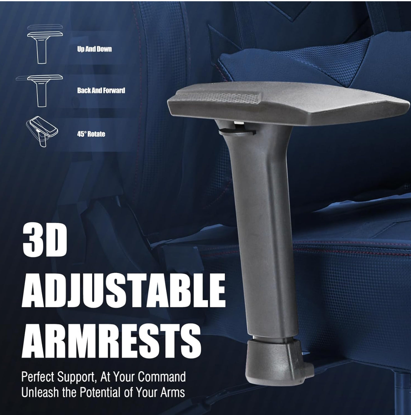 Ergonomischer Gaming-Stuhl mit Fußstütze – 159 kg belastbar, PU-Leder, große Sitzfläche, 3D-Armlehnen, verstellbare Rückenlehne (bis 150°), Home Office & Gaming