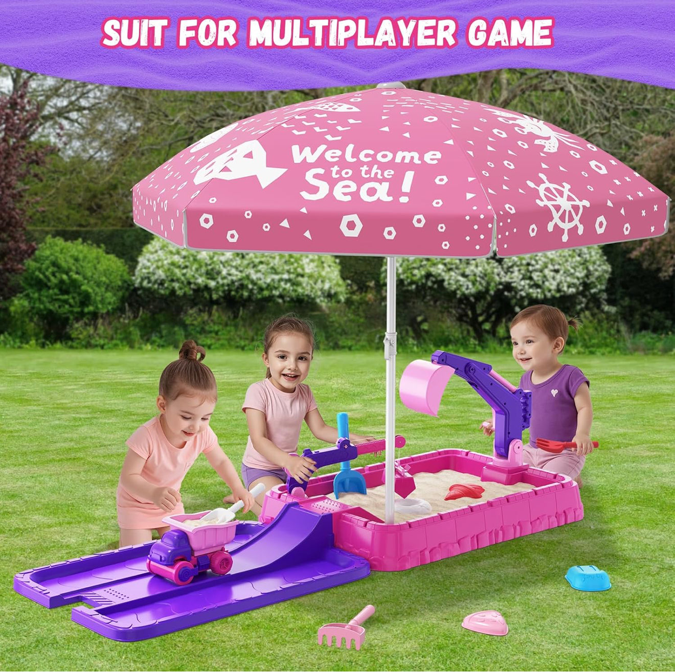 Kinder Sandspielset mit Abdeckung & Sonnenschirm – Spielset 3–5 Jahre