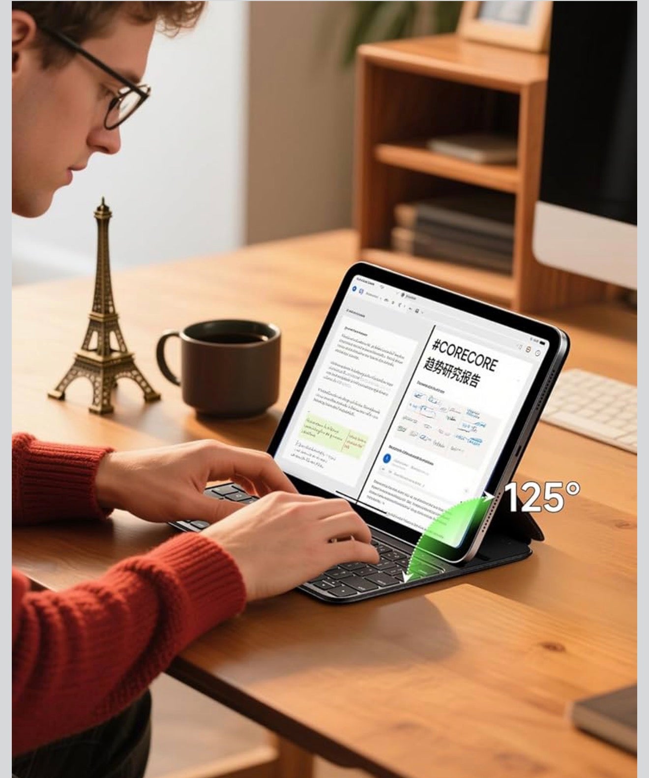 HOU FY-10 Bluetooth Tastatur iPad 10./11. Gen QWERTZ Magnetisch Hülle