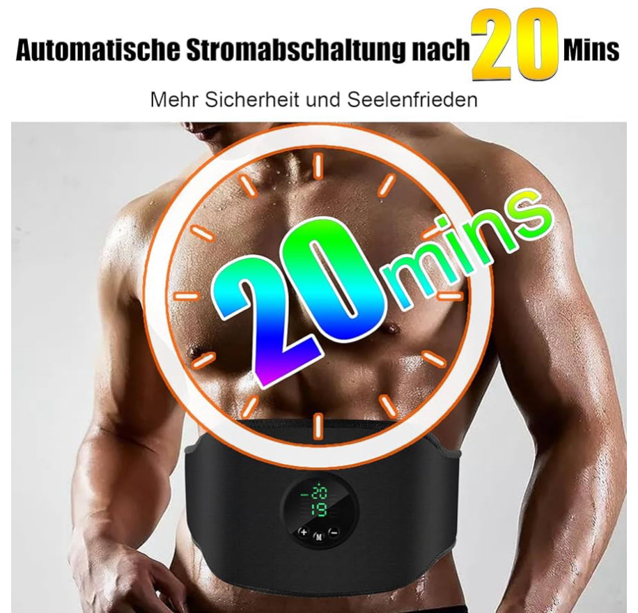 EMS Bauchmuskeltrainer Elektrisch Power ABS Stimulator USB 12 Modi 19 Intensität