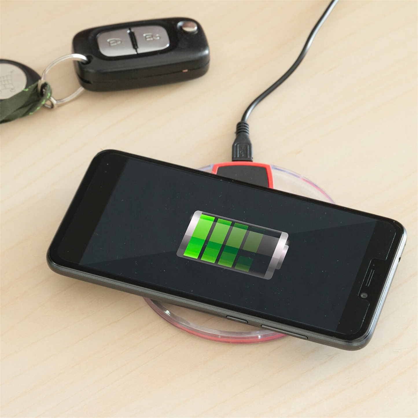 Wireless Qi Ladegerät LED Anzeige 10W Induktion iOS Android Schwarz
