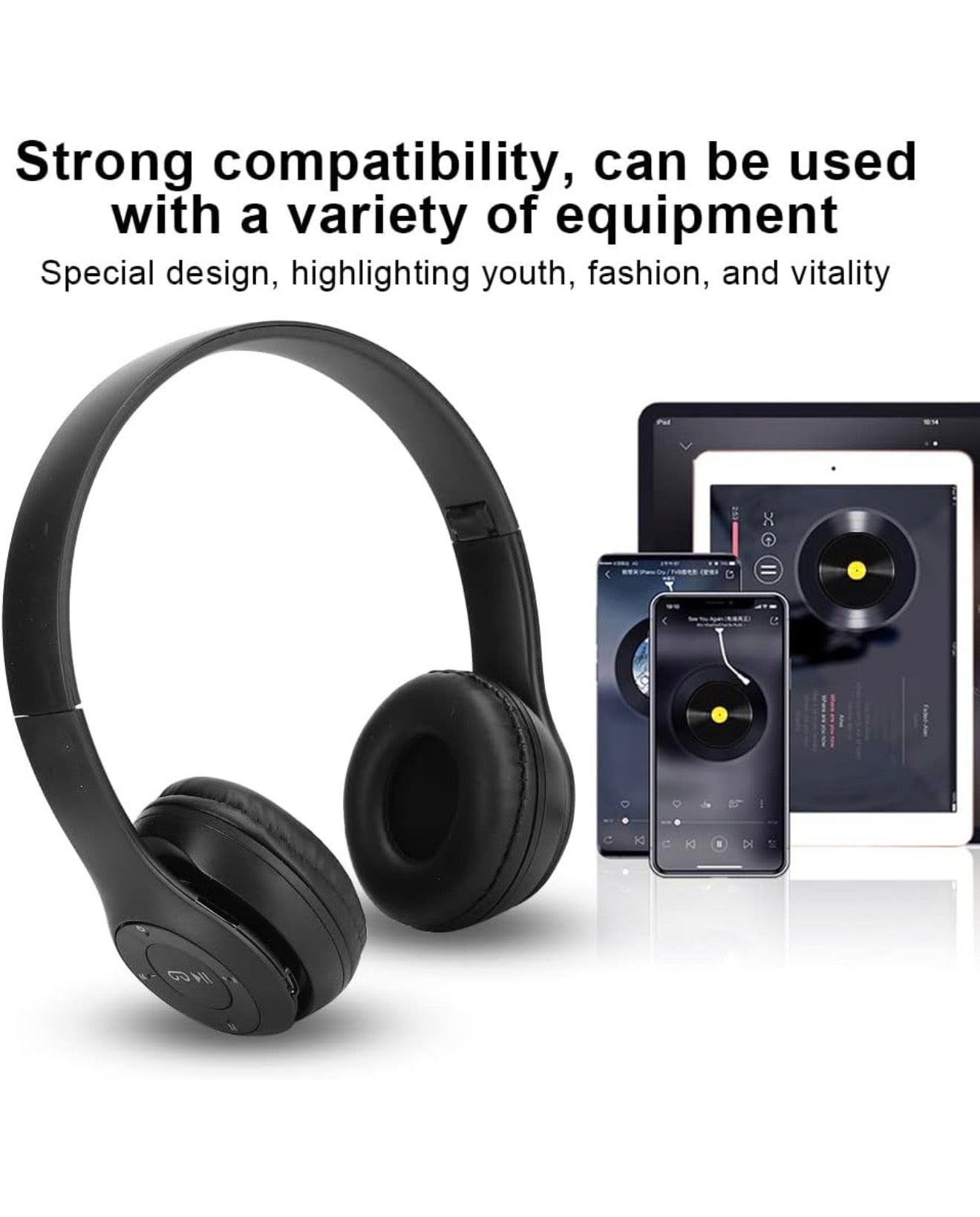 Kabelloser Bluetooth 5.0 P47 Kopfhörer Faltbar Stereo, FM, TF, Weiß/Rot/Schwarz