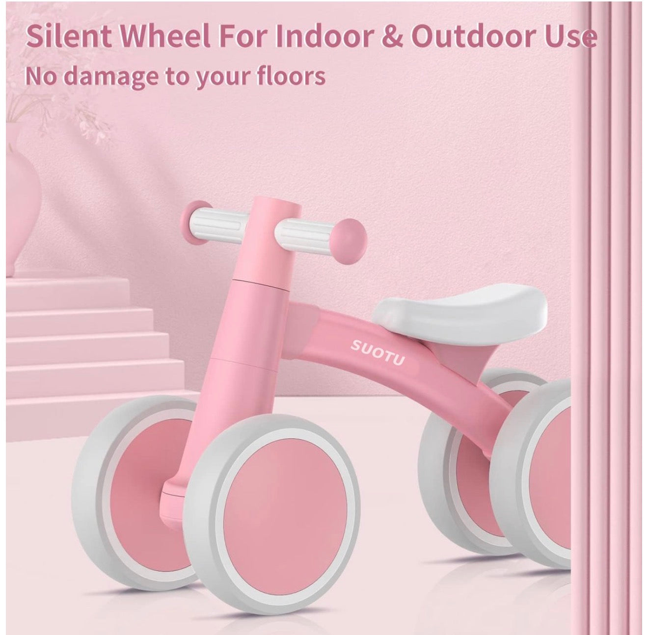 Baby Laufrad 4 Räder 1 Jahr Kinder Balance Bike Rosa Leicht