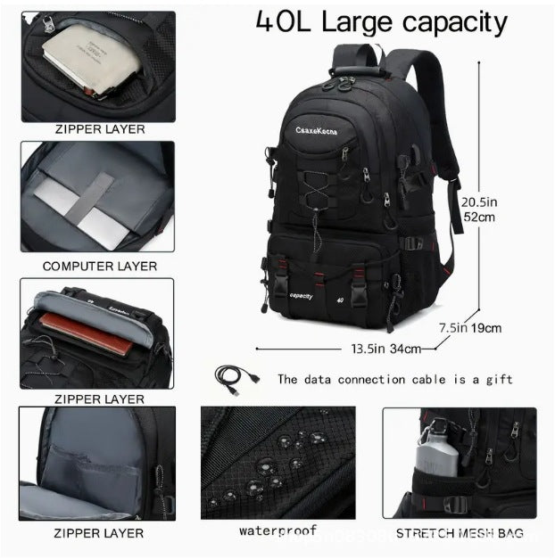 ALTIN™ Großer Kapazität Wanderrucksack – Wasserdicht, Robust & USB-Anschluss