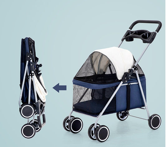 ALTIN™ Zusammenklappbarer Haustier-Kinderwagen mit 4 Rädern – Komfortabler Jogging-Buggy für Hunde & Katzen