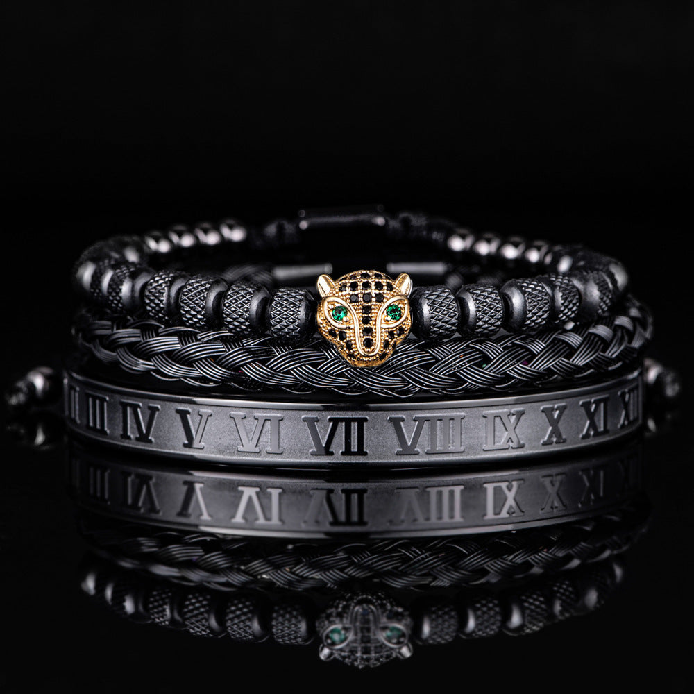 ALTIN™ Ewige Anziehung – Römisches Armband-Set mit Leopardenkopf | Unisex & Leidenschaftlich