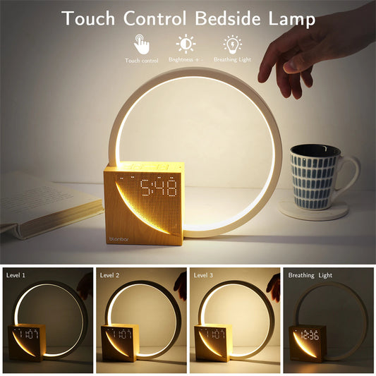 ALTIN™ Beruhigende Nachttischlampe mit Touch-Steuerung & Wecker – 10 Naturklänge, 3 Helligkeitsstufen, USB-Ladefunktion